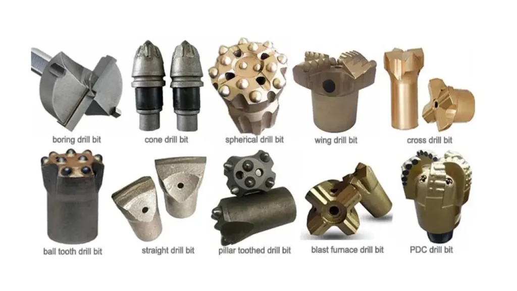 Different SDA drill bit types for various ground conditions